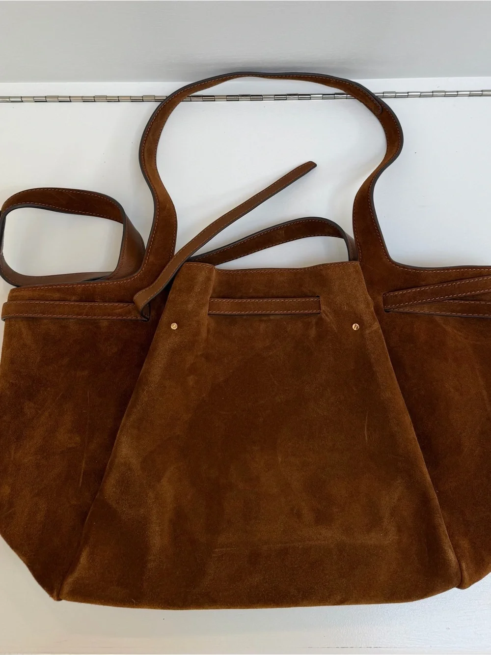 Tory Burch Romy Suede Tote in Caramel - Picture 4 of 5